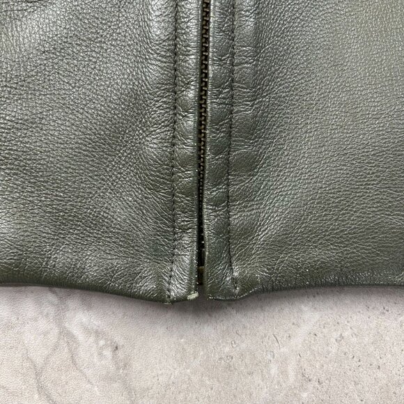 Pendleton Jacket Womens 2X Leather Merino Wool Full Zip Coat Sweater Army Green - Picture 6 of 11